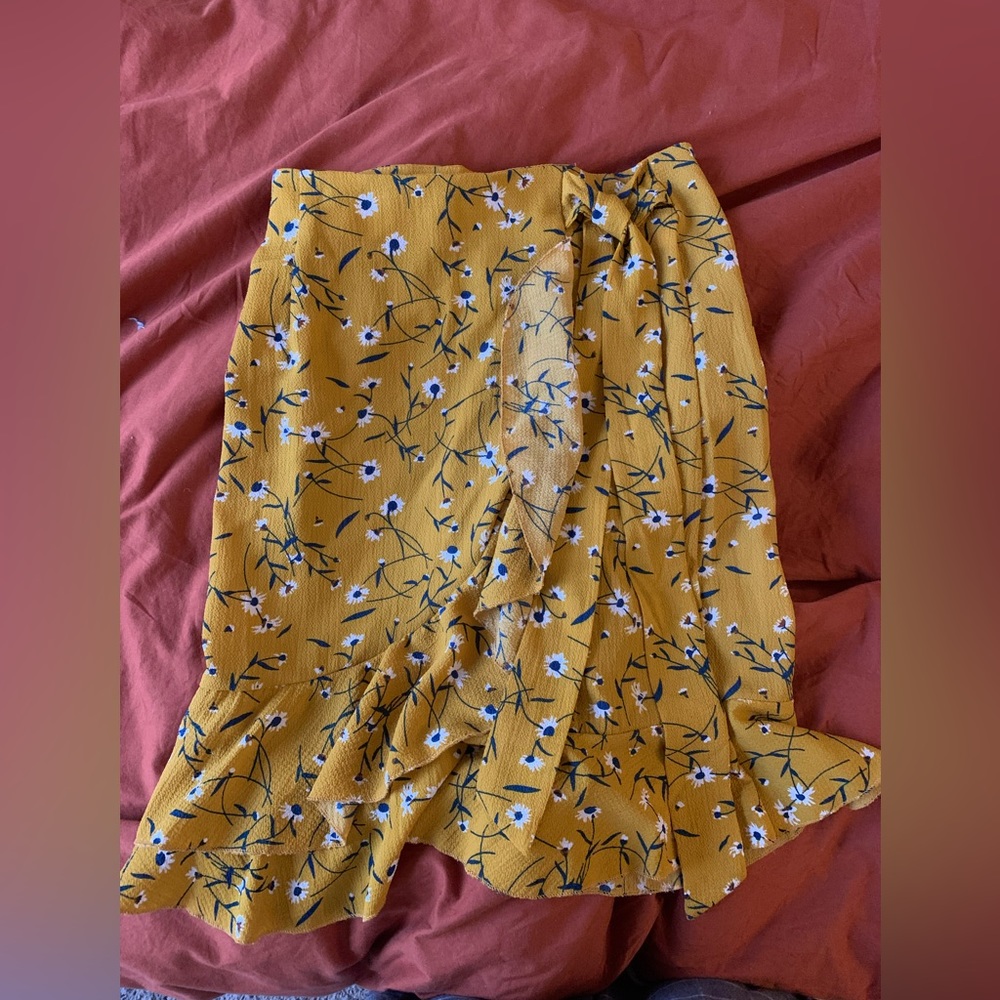Yellow floral mini skirt